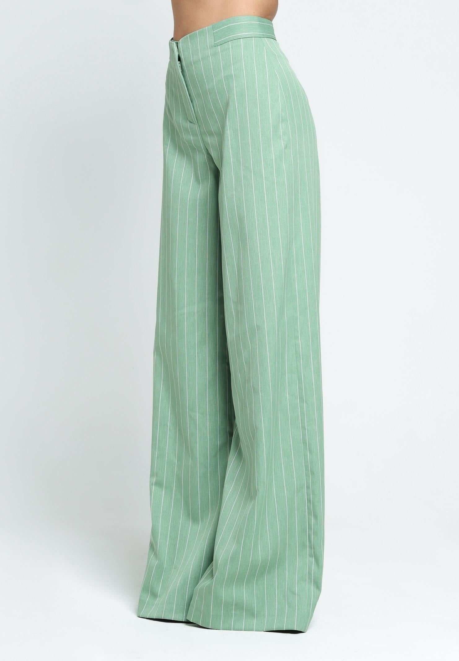 SANTAS Pantalone APPLE PIE verde da donna con motivo gessato PV25018 VERDE SANTAS 