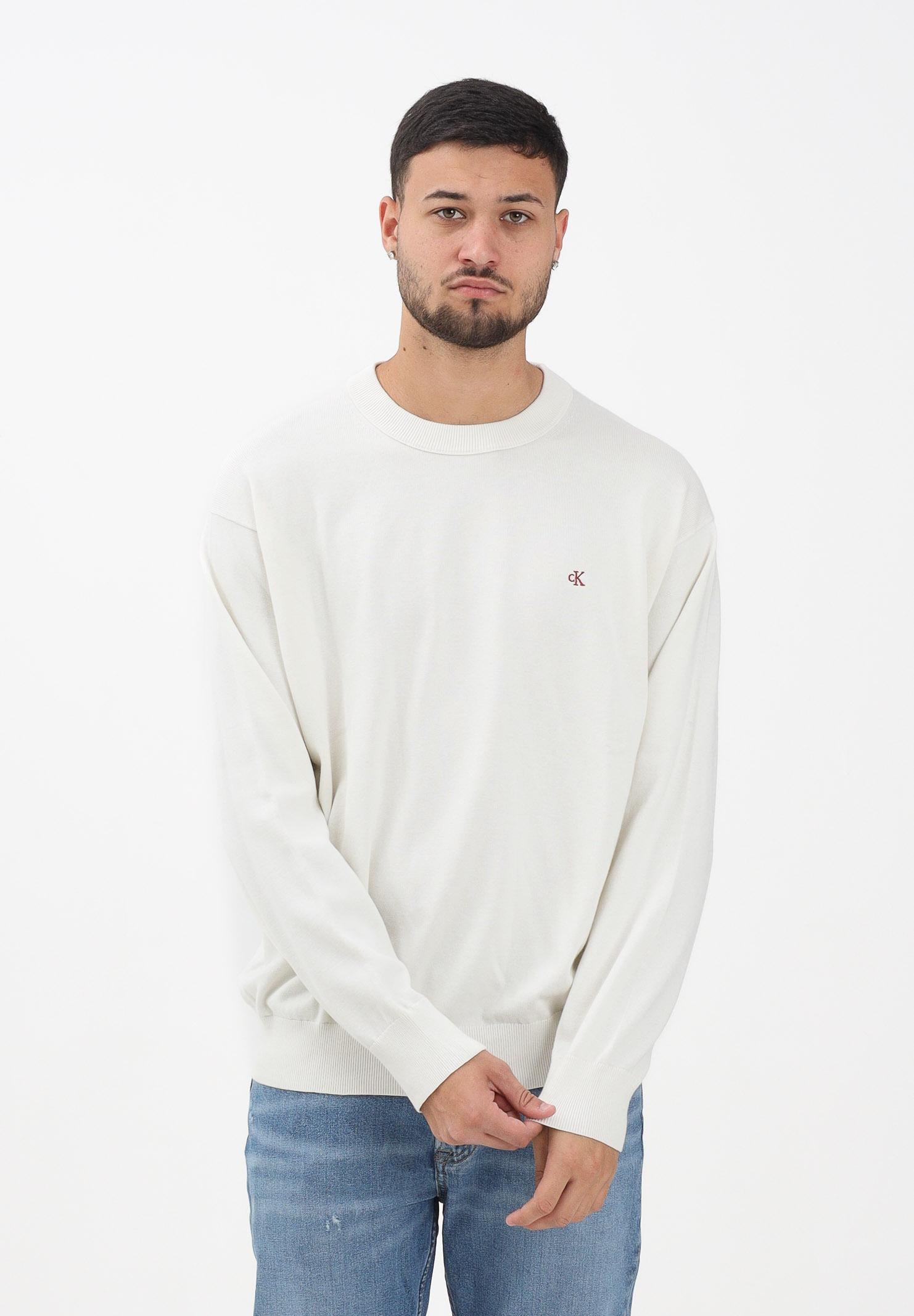 CALVIN KLEIN JEANS Maglioncino girocollo panna da uomo LV04RC309GYAS  CALVIN KLEIN JEANS 