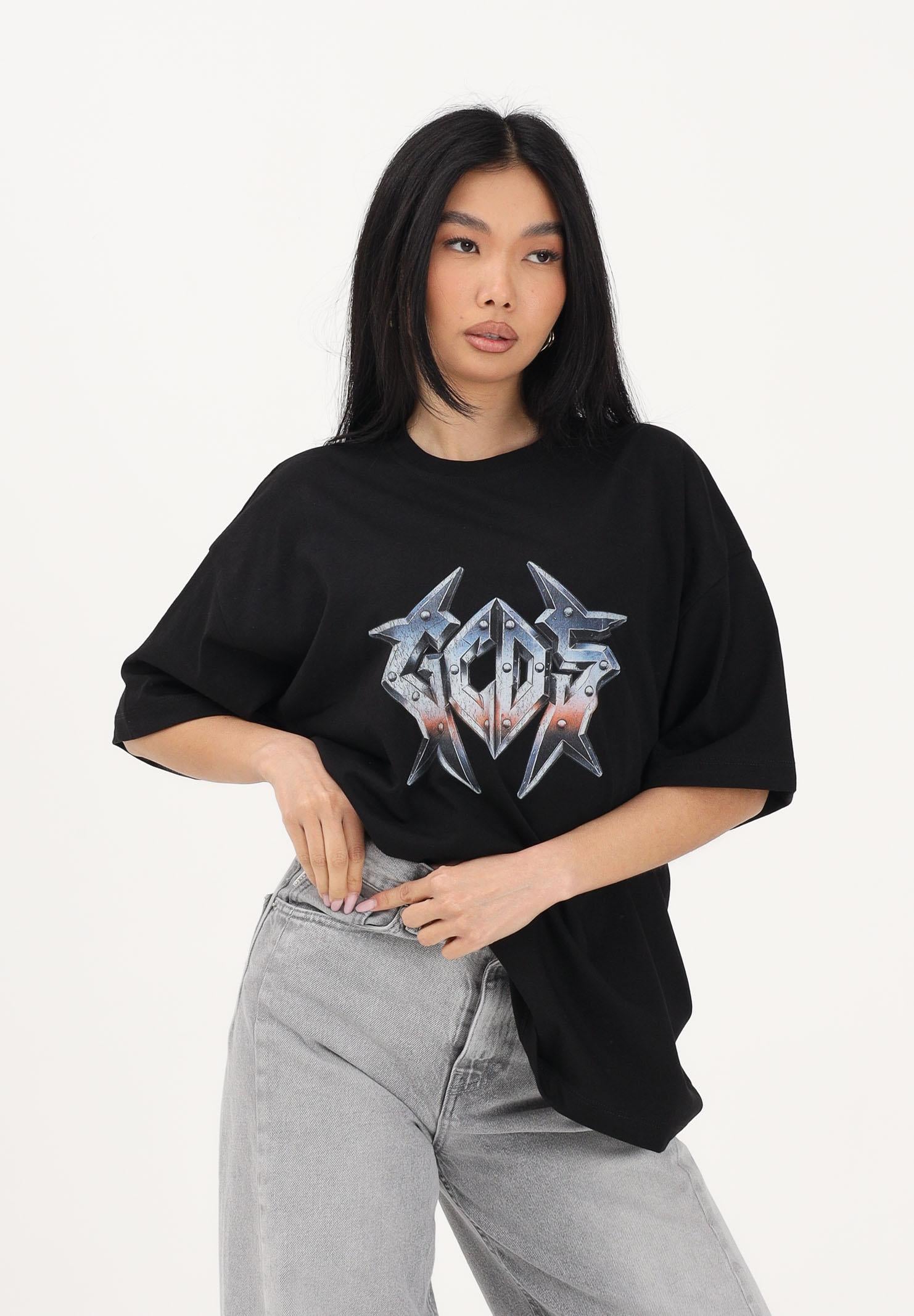 GCDS T-shirt a manica corta nera per uomo e donna con stampa logo C1MWQC061J079 999E GCDS 