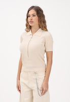 PATRIZIA PEPE Polo in maglia panna da donna con zip 8K0388K300 W409 PATRIZIA PEPE 