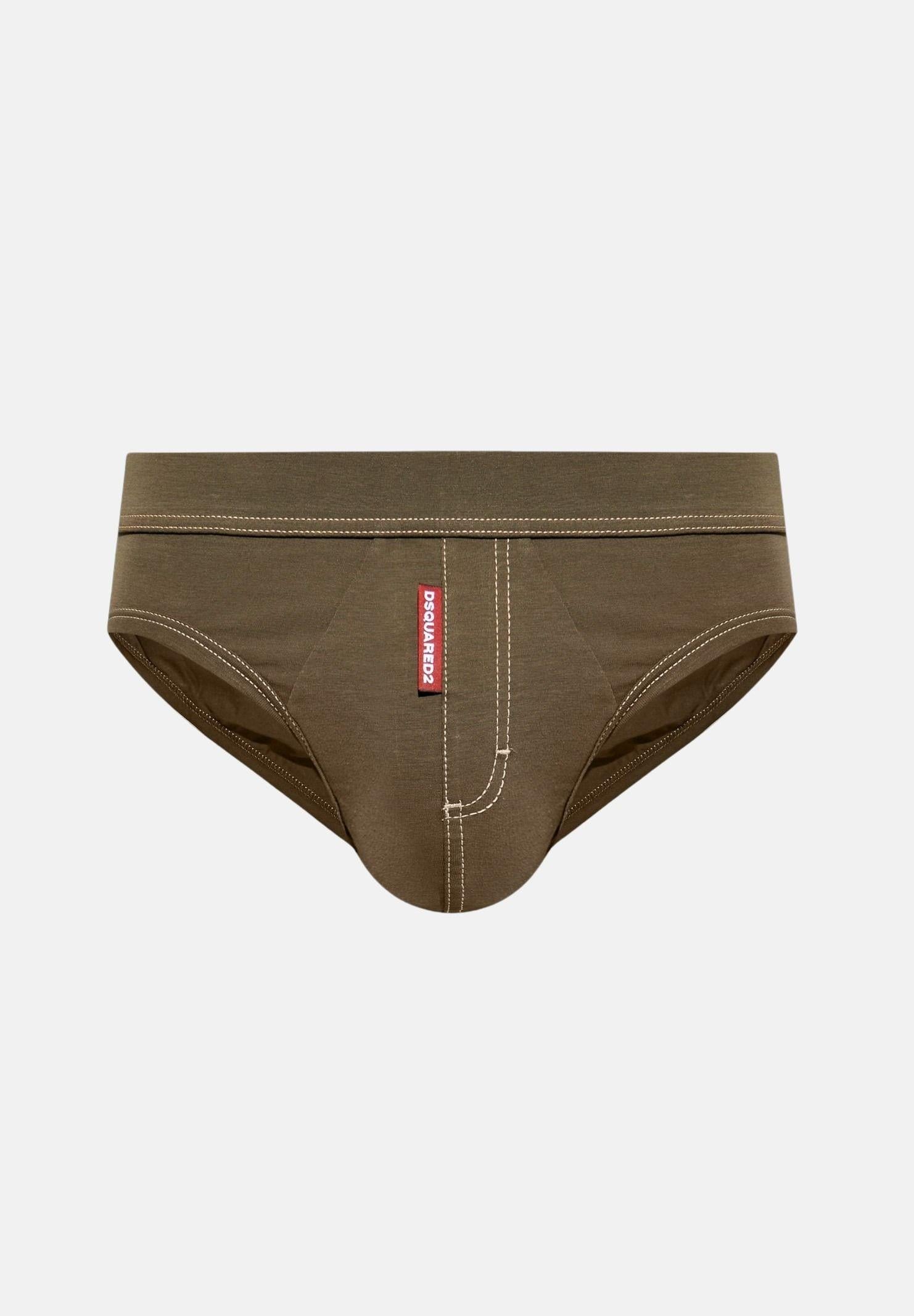 DSQUARED2 Slip verde militare da uomo con etichetta logo D9L806260 302 DSQUARED2 