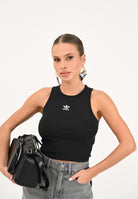 ADIDAS ORIGINALS Canotta Essentials Ribbed nera da donna IW5736  ADIDAS ORIGINALS 