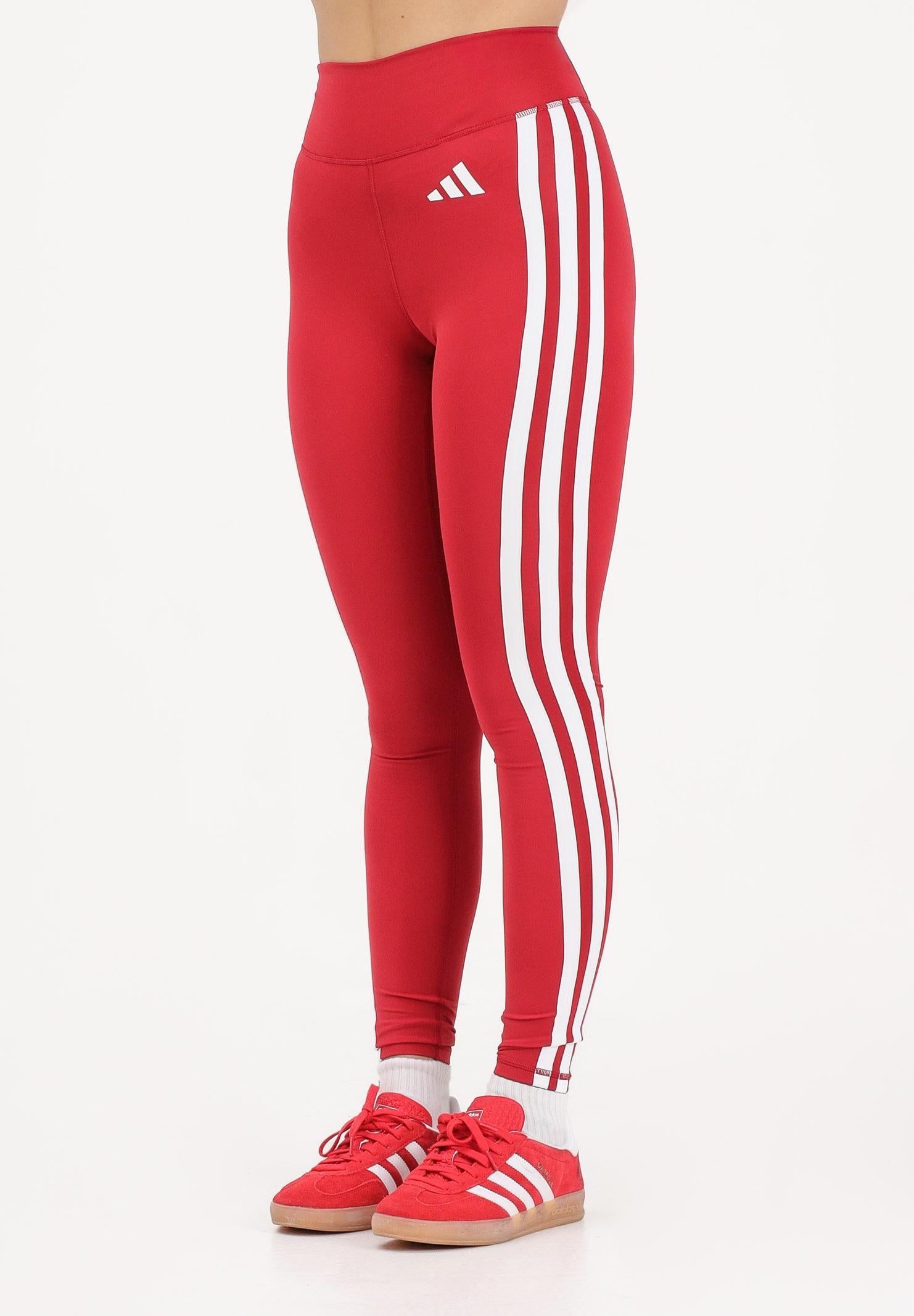 ADIDAS PERFORMANCE Leggings Optime Essentials Workout 3-Stripes 7/8 rosso da donna KF8557 . ADIDAS PERFORMANCE 