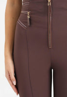 ELISABETTA FRANCHI Pantalone elegante marrone da donna con dettagli zip<BR/> PA11956E2 EA3 ELISABETTA FRANCHI 