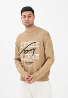 TOMMY JEANS Maglioncino girocollo beige da uomo con logo DM0DM22401 AEN TOMMY JEANS 