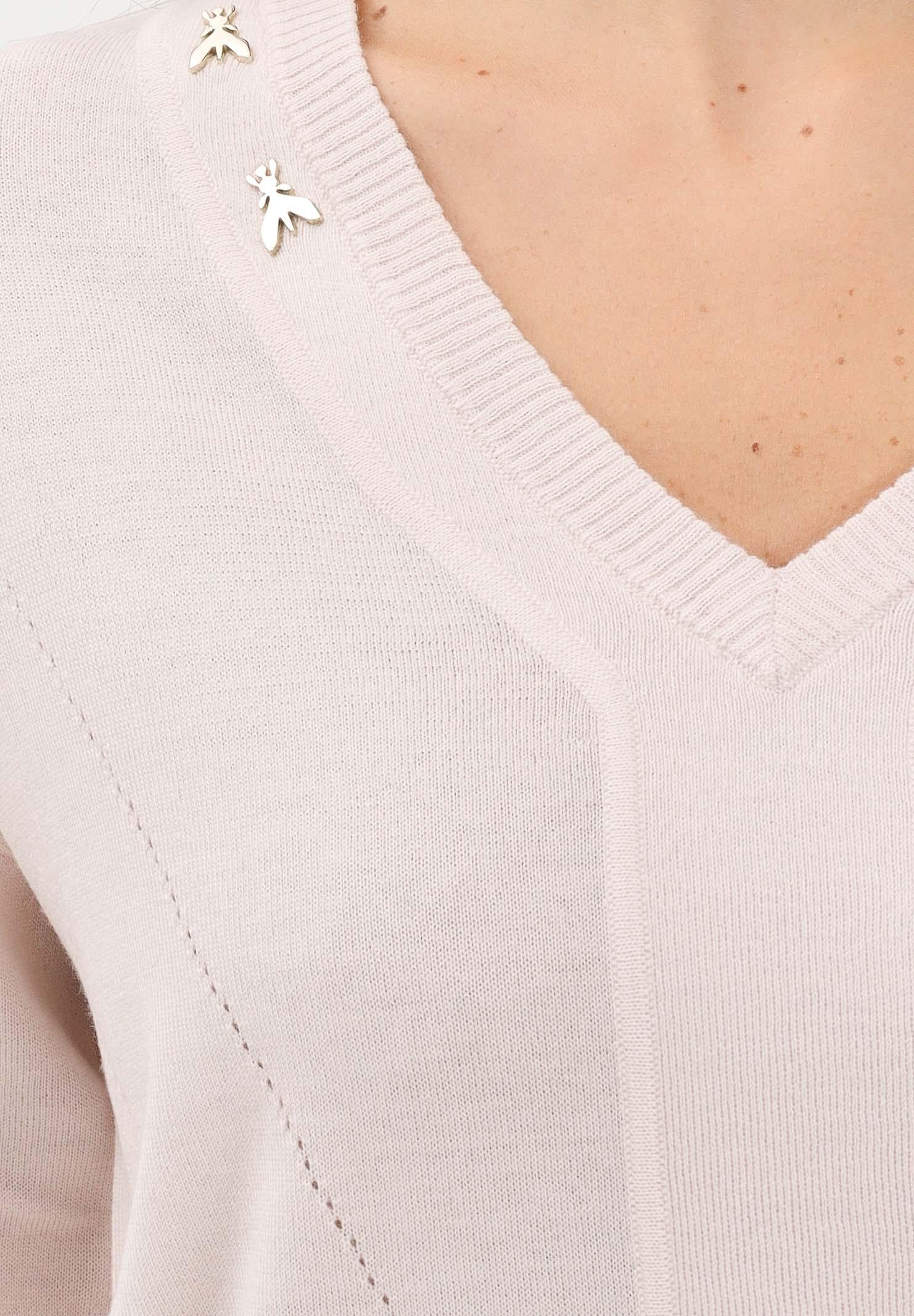 PATRIZIA PEPE Maglioncino scollo a V nude da donna con applicazioni FLY 8K0331KM36 M537 PATRIZIA PEPE 
