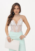 PATRIZIA PEPE Body in tulle e pizzo stretch bianco da donna 2I0143A602 W146 PATRIZIA PEPE 