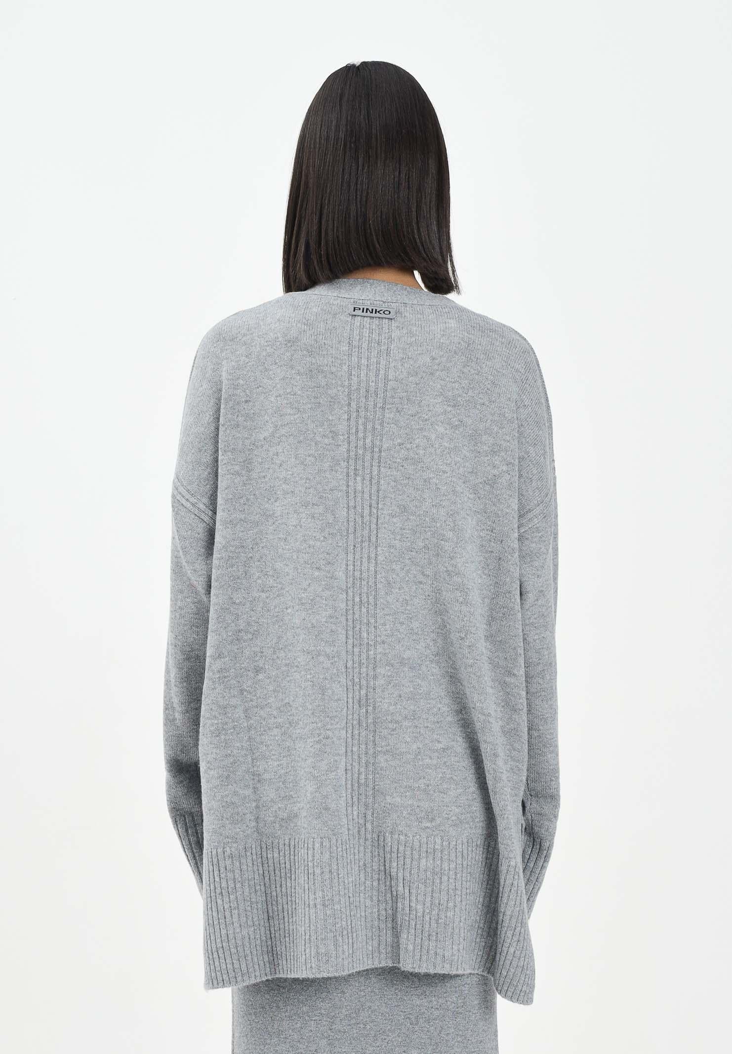 PINKO Cardigan lungo grigio da donna con logo 105451A2Q9 II2 PINKO 