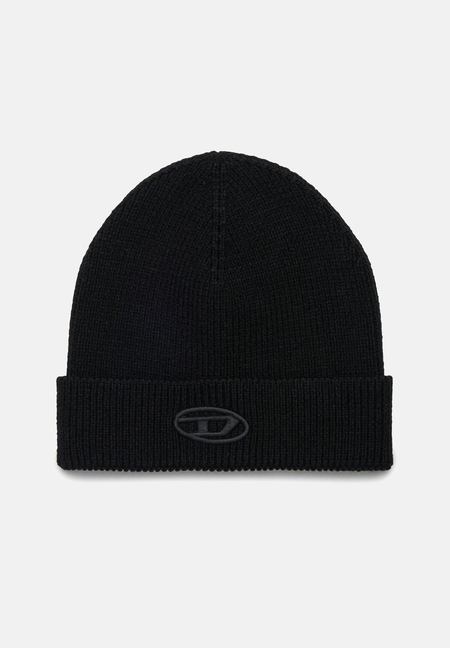 DIESEL Berretto di lana nero per uomo e donna con ricamo logo J02392KYAZ1 K900 DIESEL 