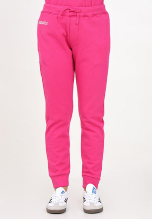 Pantalone sportivo fucsia per donna e bambina con stampa logo DQ2527D003G DQ313 DSQUARED2 