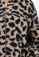 AKEP Cardigan beige da donna dal motivo animalier GBKD11007 V1 AKEP 