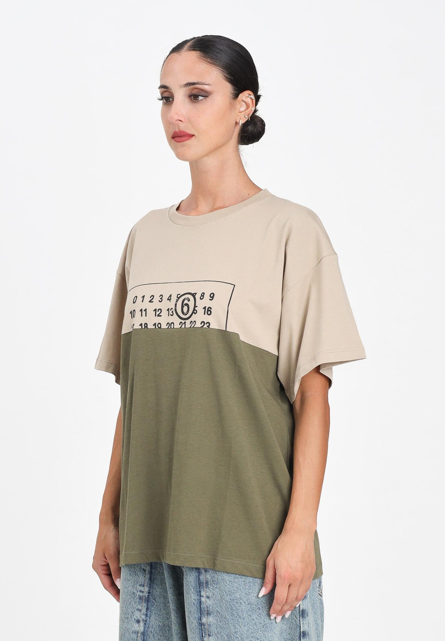 MAISON MARGIELA: T-shirt Beige e Verde - Costruzione Re-Cut