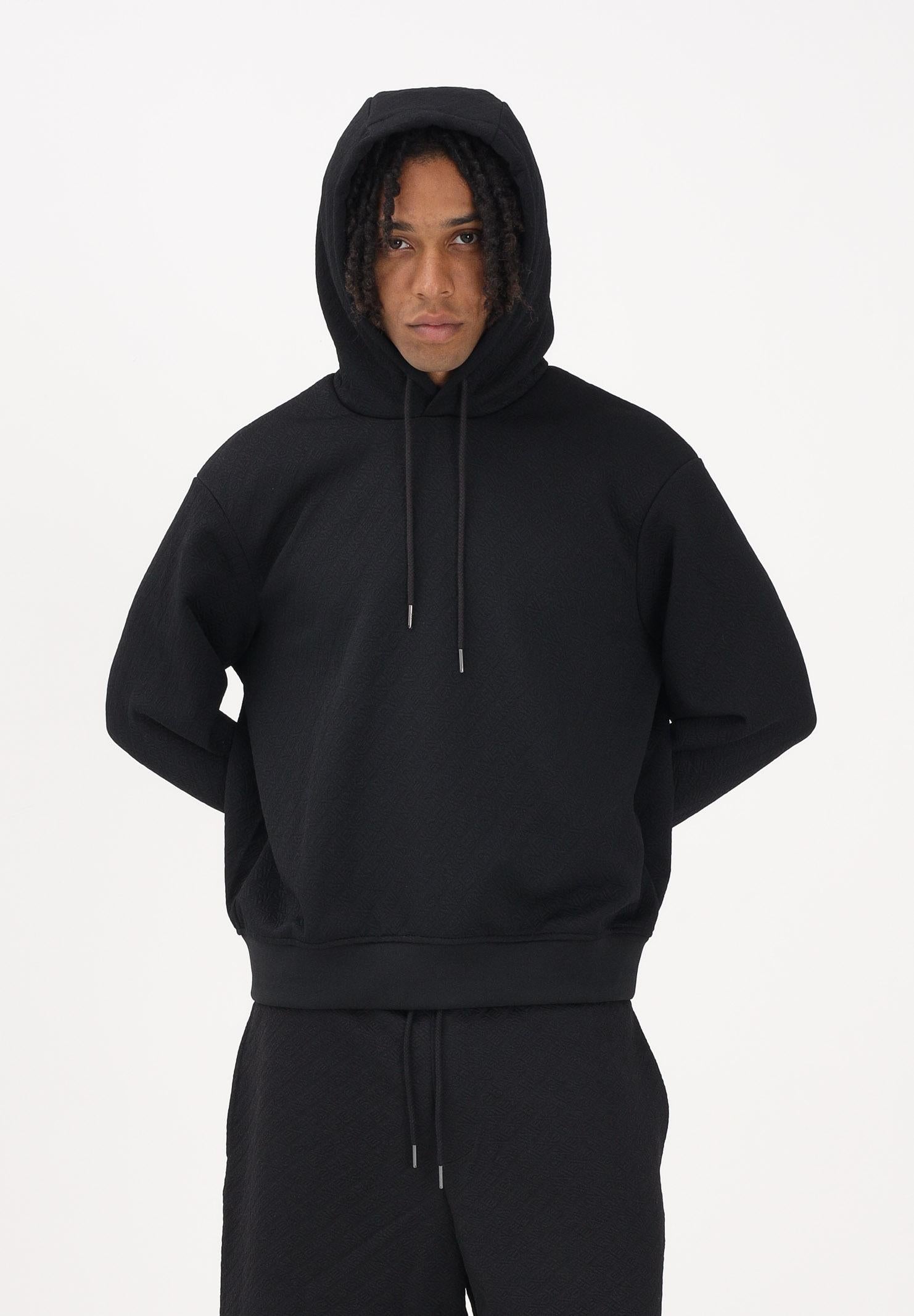 ARMANI EXCHANGE Felpa con cappuccio nera da uomo con texture jacquard XM002344AF21862 UC001 ARMANI EXCHANGE 