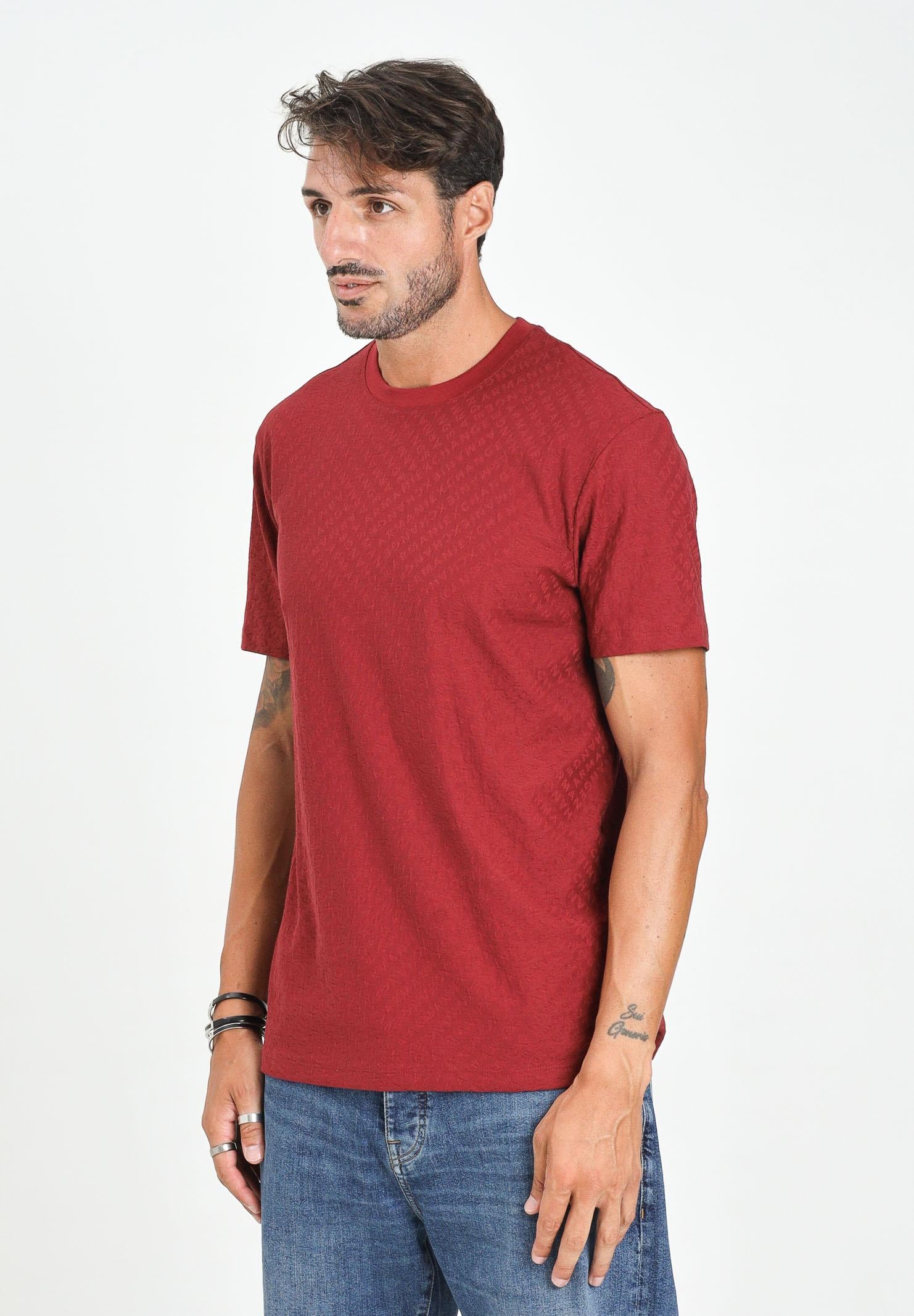 ARMANI EXCHANGE T-shirt a manica corta bordeaux da uomo con fantasia logo jacquard XM001431AF10337 FA036 ARMANI EXCHANGE 