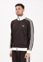 ADIDAS ORIGINALS Felpa con zip Iconico marrone e panna da uomo KE1665 . ADIDAS ORIGINALS 