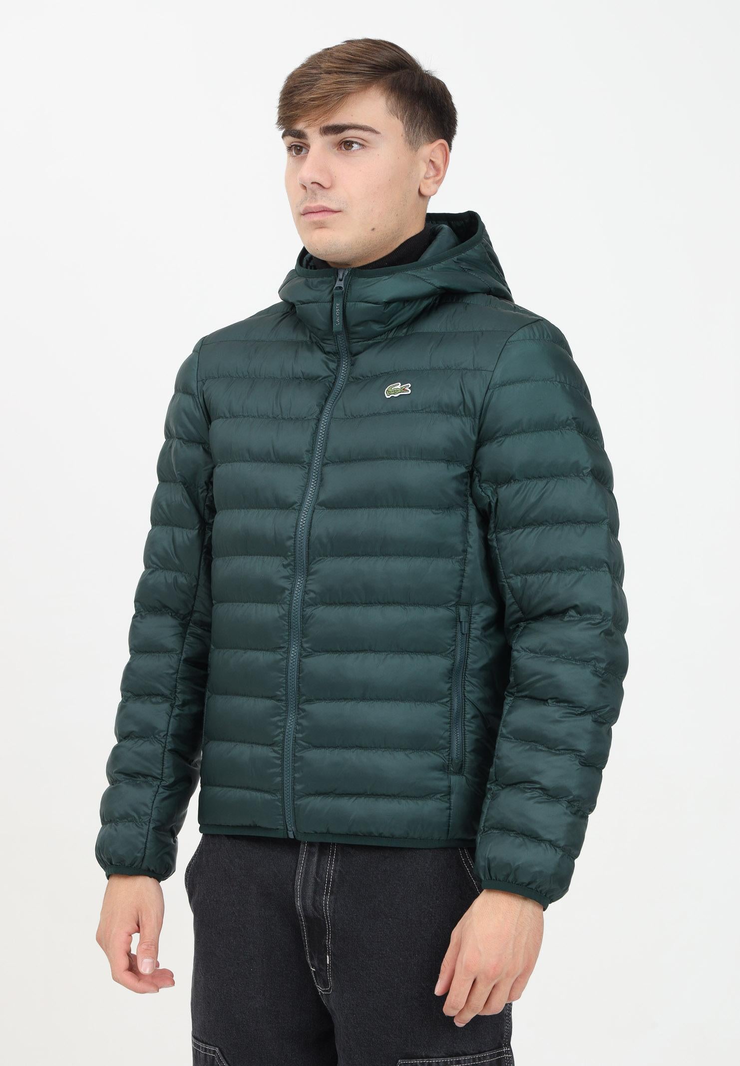 Piumino trapuntato verde da uomo con logo BH2909 YZP LACOSTE 
