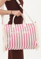 MARC ELLIS Borsa mare rosa e panna da donna con motivo a righe e logo BUBY-S-JOAN CARO MARC ELLIS 