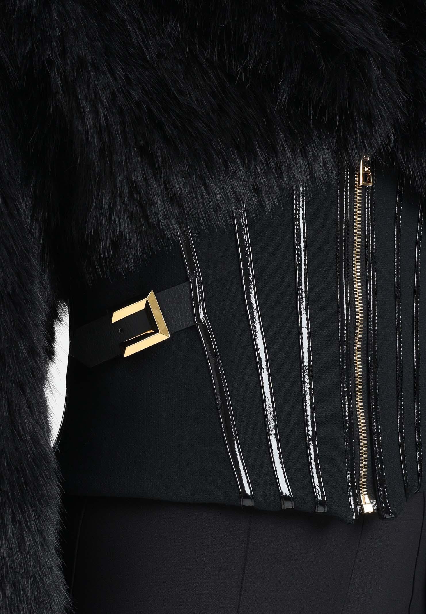 ELISABETTA FRANCHI Pelliccia nera da donna con bustier GB05A57E2 110 ELISABETTA FRANCHI 