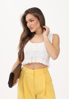 ELISABETTA FRANCHI Canotta avorio da donna in maglia à jour TK74B61E2 360 ELISABETTA FRANCHI 