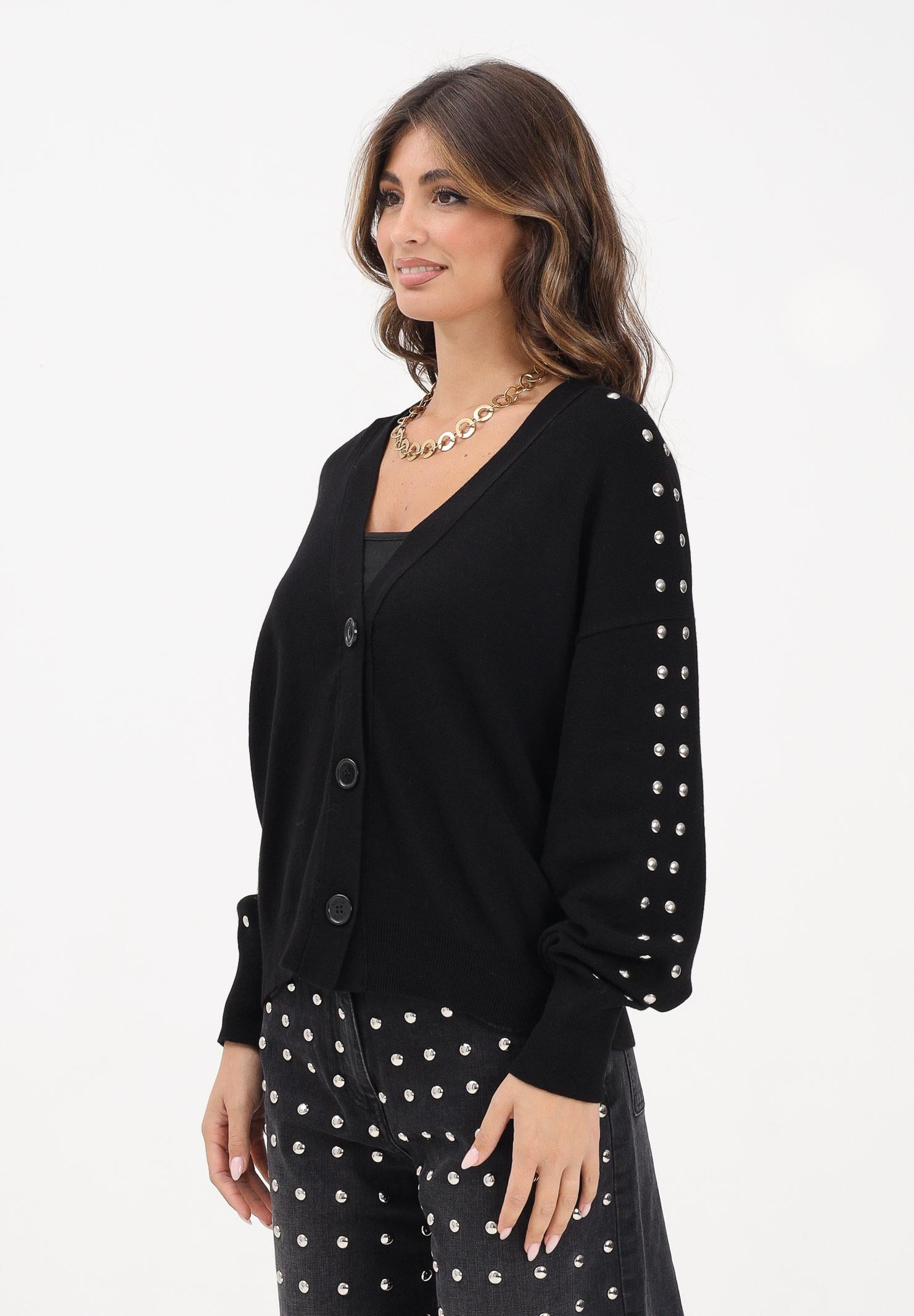 AKEP Cardigan nero da donna con borchie MGKD11098 V1 AKEP 