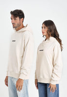 BARROW Felpa con cappuccio color crema per uomo e donna rifinita da stampa F5BWUAHS047 013 BARROW 