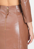 ELISABETTA FRANCHI Abito corto cammello da donna in craquelé con rever<BR/> AB79956E2 EC1 ELISABETTA FRANCHI 