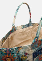 JUST CAVALLI Borsa mare panna e azzurra da donna con stampa artistica all-over 80RA4BS1ZG426 R86 JUST CAVALLI 