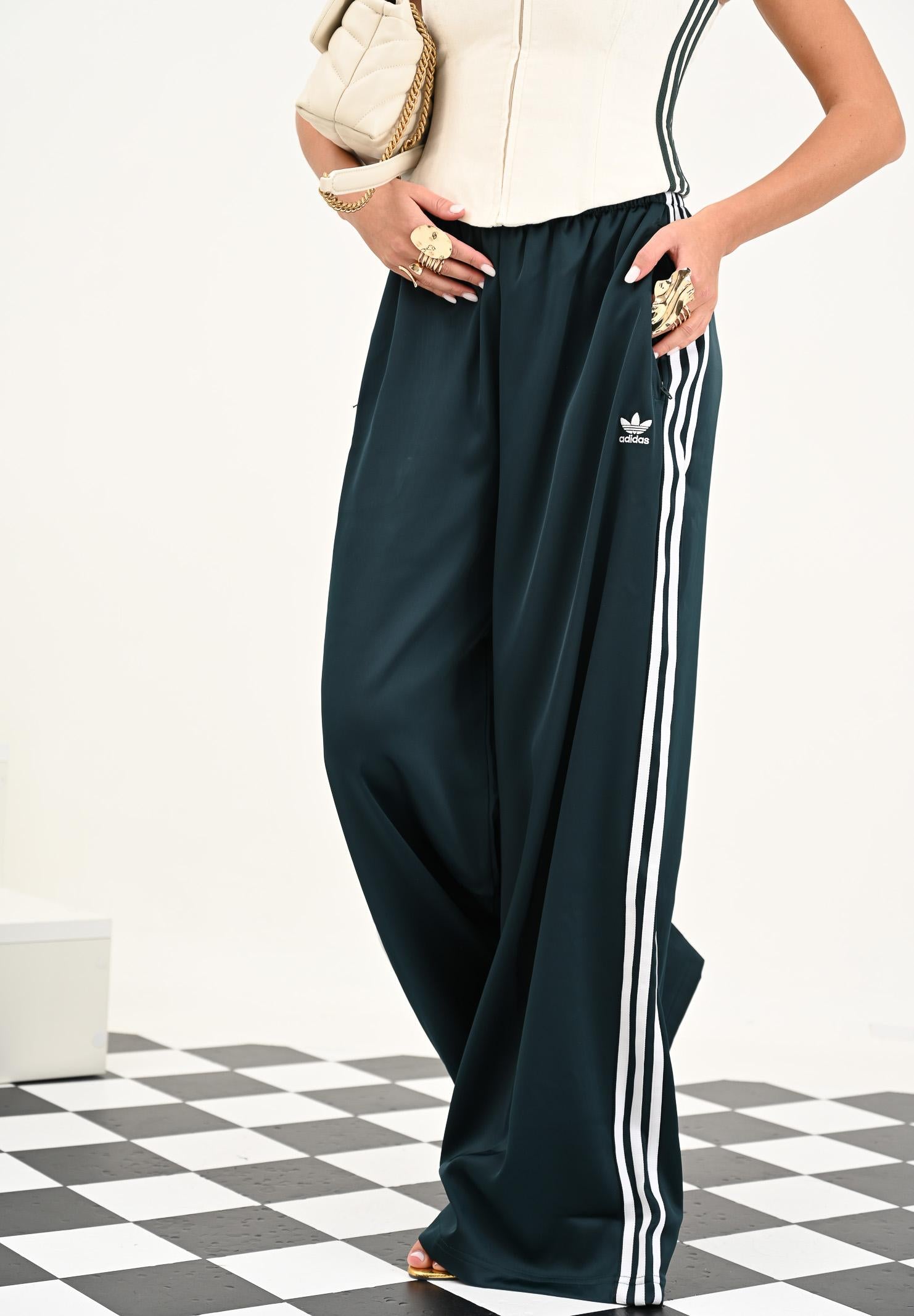 ADIDAS ORIGINALS Pantalone sportivo Adicolor Satin verde da donna JV7511  ADIDAS ORIGINALS 