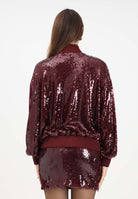 AKEP Bomber bordeaux da donna interamente ricoperto di paillettes MFKD11107 V1 AKEP 