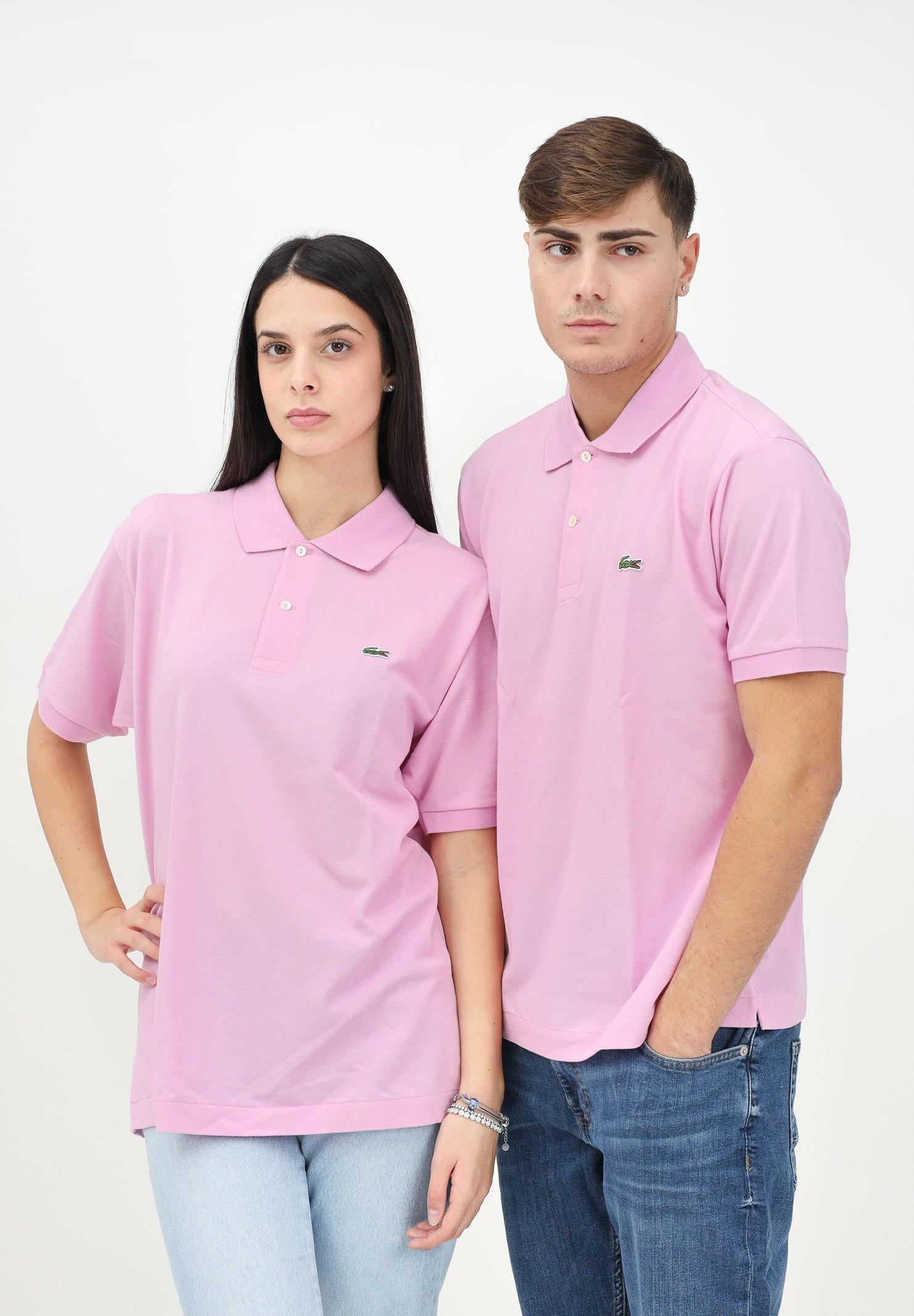 Polo rosa per uomo e donna con patch logo coccodirllo 1212 Z4H LACOSTE 