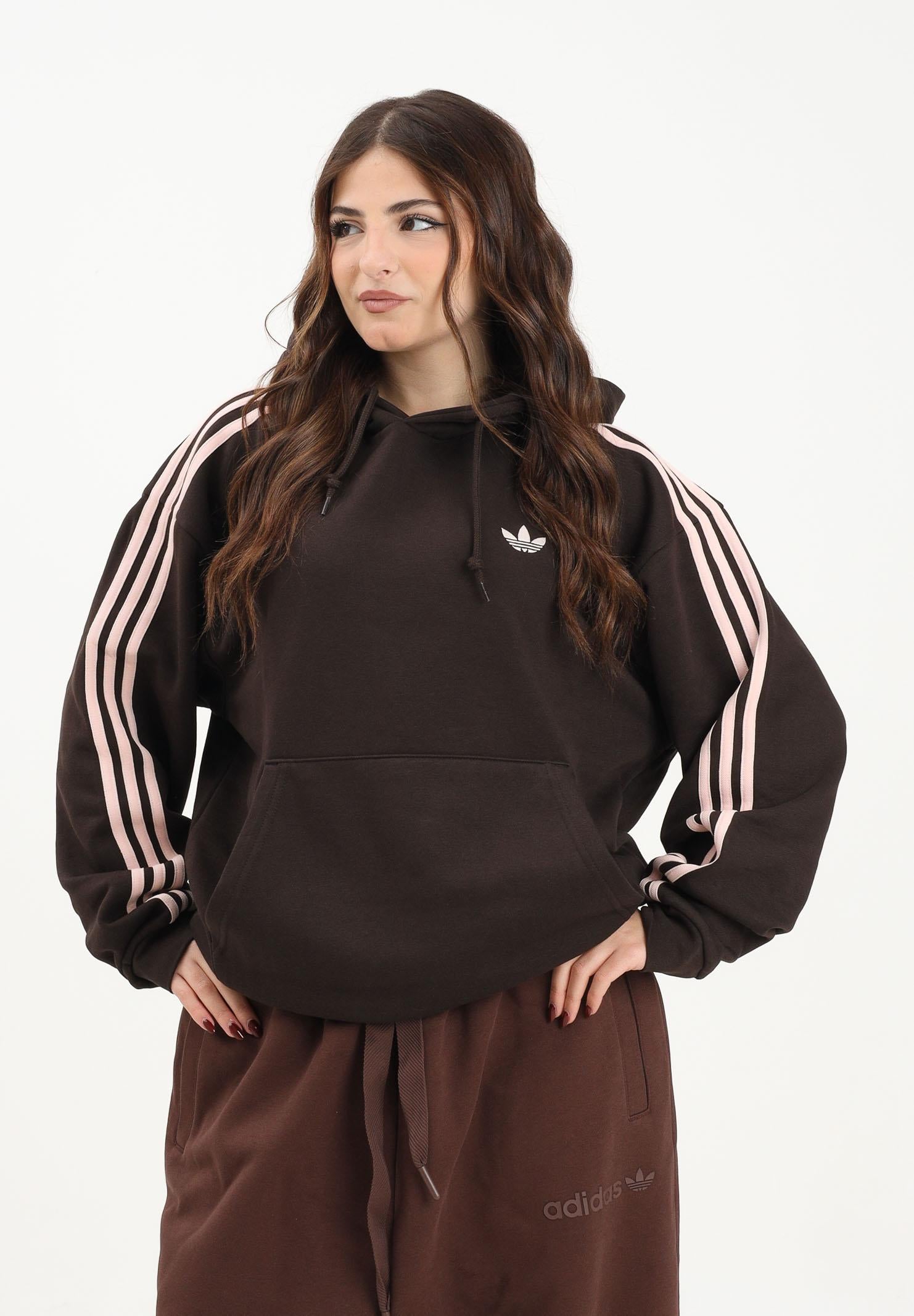 ADIDAS ORIGINALS Felpa con cappuccio ADICOLOR CLASSICS 3 STRIPES marrone da donna KE0880 . ADIDAS ORIGINALS 