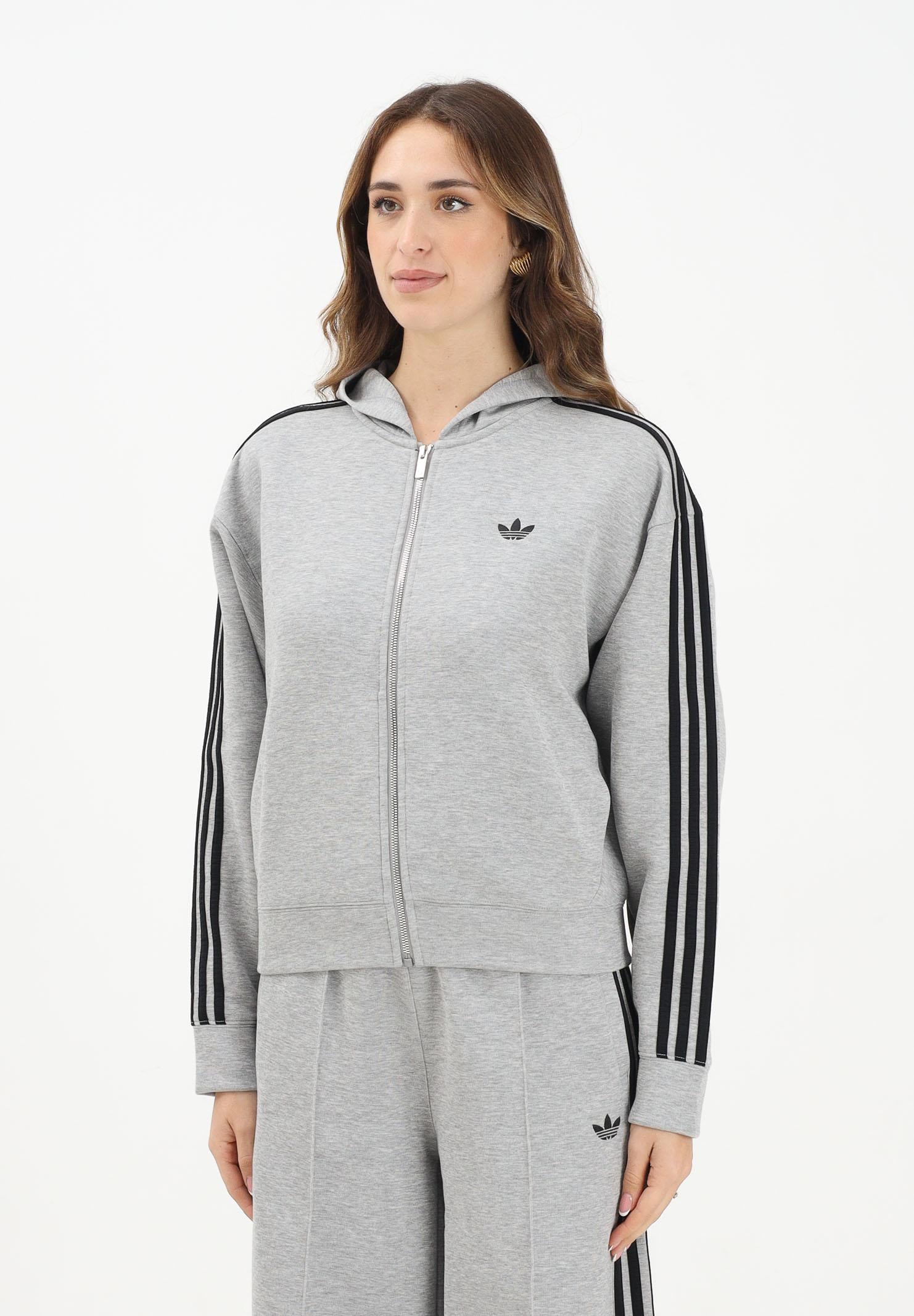 ADIDAS ORIGINALS Felpa con zip Adicolor 3-Stripes Spacer grigia da donna JY2620  ADIDAS ORIGINALS 