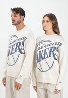 NEW ERA Maglione girocollo Oversized LA Lakers NBA Knit panna per uomo e donna 60684350 . NEW ERA 