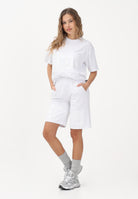 GCDS Shorts sportivo bianco per donna, ragazzi e bambini con logo<BR/> Z0UJQL599F004 100A GCDS 