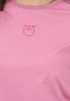 PINKO T-shirt a manica corta rosa da donna con ricamo logo Love Birds 100355A339 Q48 PINKO 