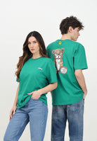 BARROW T-shirt a manica corta verde per uomo e donna con stampa teddy S5BWUATH150 BW030 BARROW 