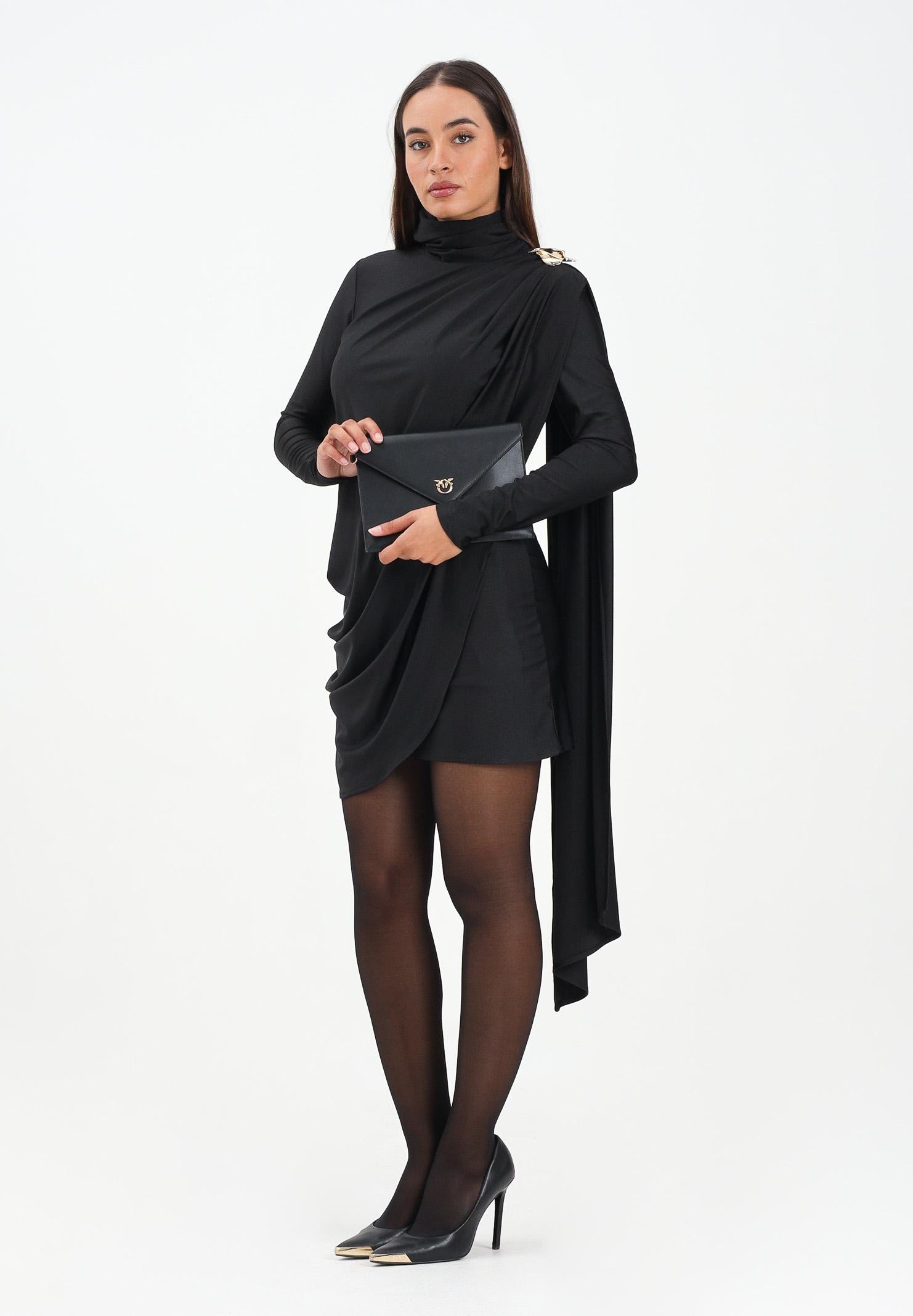 TPN Abito corto Brooks nero da donna con dettaglio metallico e volant BROOKS112W5 D6 TPN 