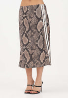 ADIDAS ORIGINALS Gonna midi SNAKE PRINT SATIN beige da donna KX1894 . ADIDAS ORIGINALS 