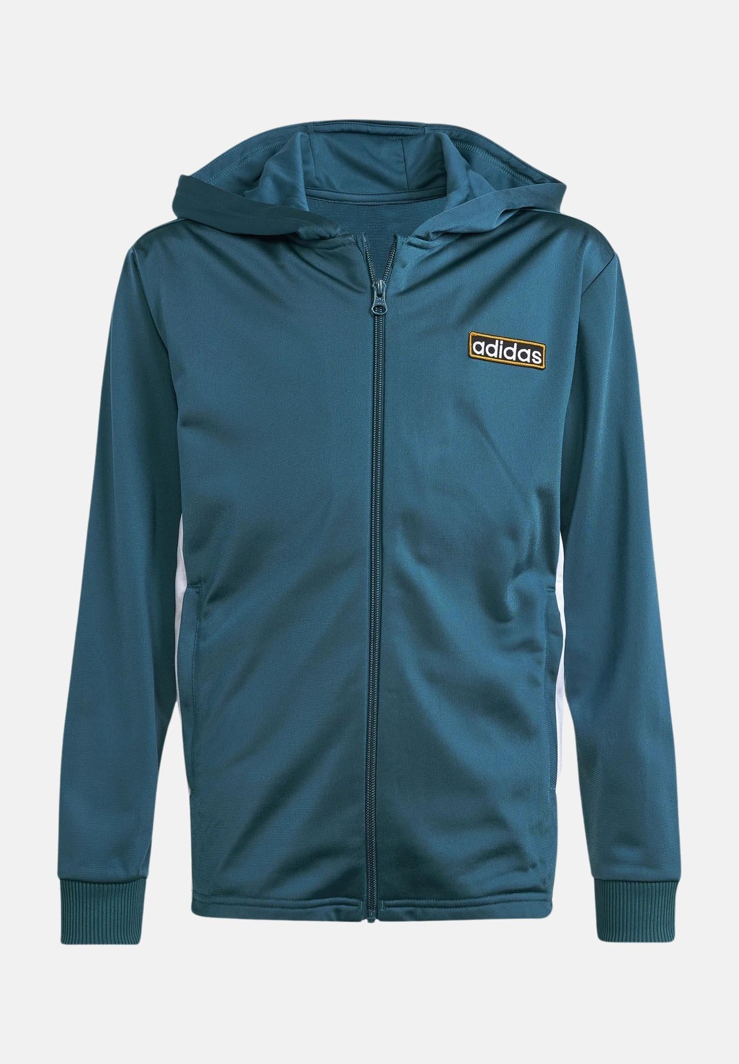 Felpa con zip Adibreak verde petrolio per bambino e bambina IX5188  ADIDAS ORIGINALS 