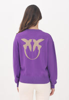 PINKO Maglioncino girocollo viola da donna con maxi logo 105561A2SI YC6 PINKO 