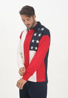 TOMMY HILFIGER Polo a manica lunga panna, rossa e blu da uomo con bandiera americana MW0MW39690DW5  TOMMY HILFIGER 
