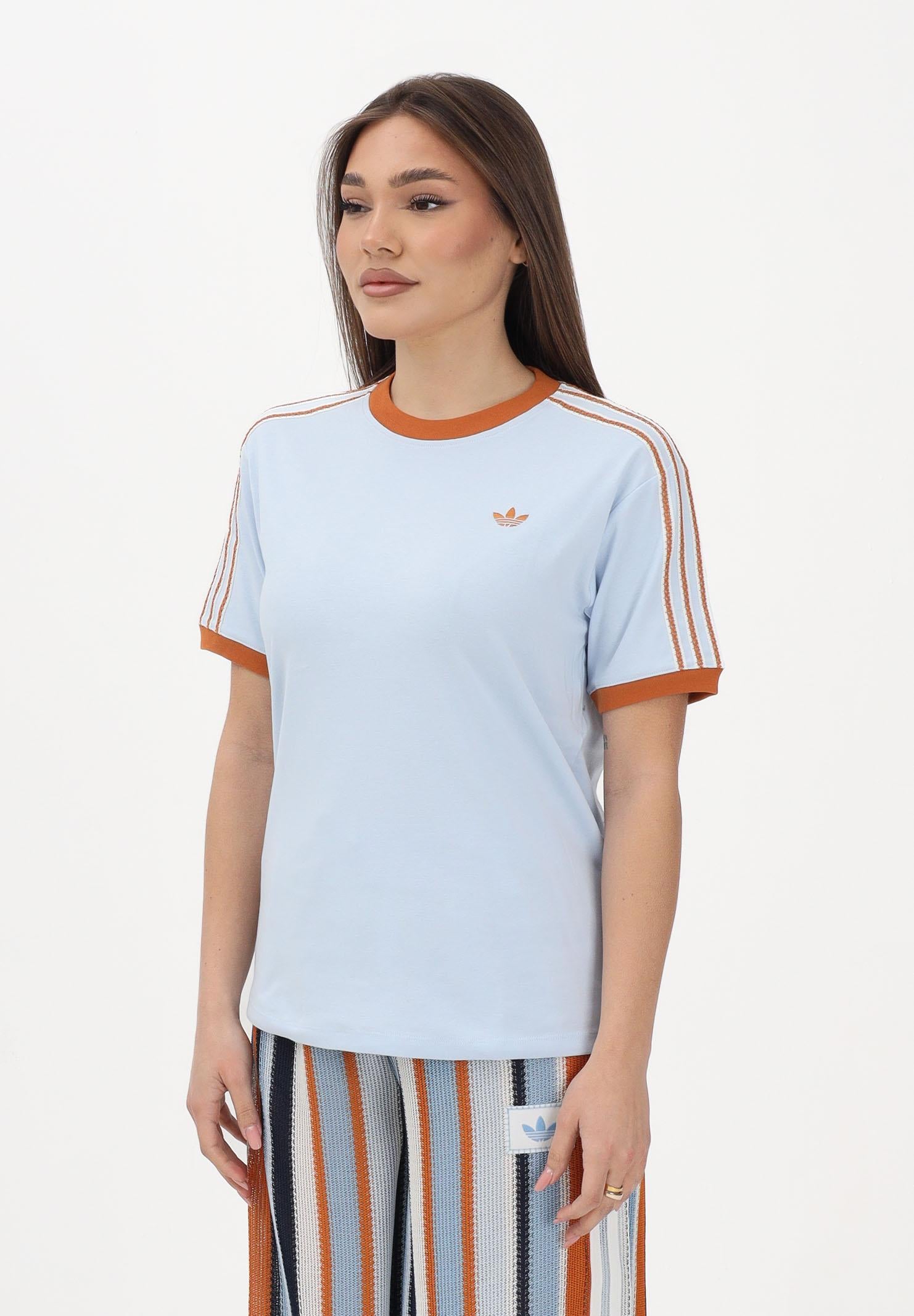 ADIDAS ORIGINALS T-shirt a manica corta SUMEMR GLOW ADVANCED THREE STRIPES azzurra da donna KY8125 . ADIDAS ORIGINALS 