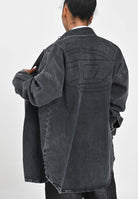 DIESEL Camicia a manica lunga in denim nero per donna, ragazzi e bambini con maxi logo Oval D J02307KXBPT K02 DIESEL 