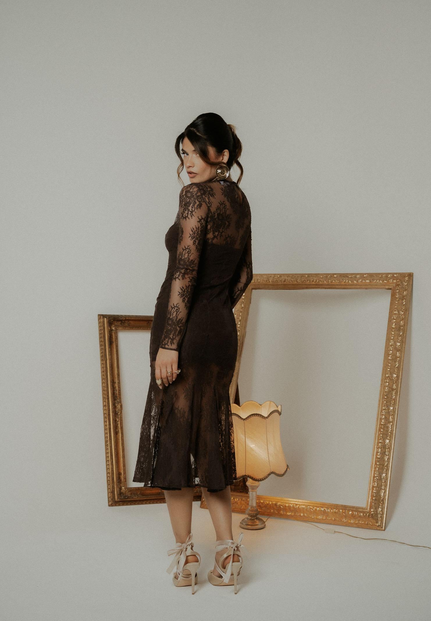 SANTAS Abito midi ÉTERNELLE marrone da donna PV2608 GR SANTAS 