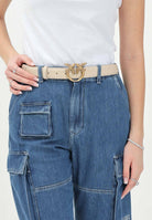 PINKO Cintura Love Birds in morbida pelle mano seta beige da donna 100125A0F1 C50Q PINKO 