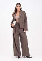 VICOLO Pantalone elegante marrone da donna con pieghe TF0188 A115 VICOLO 