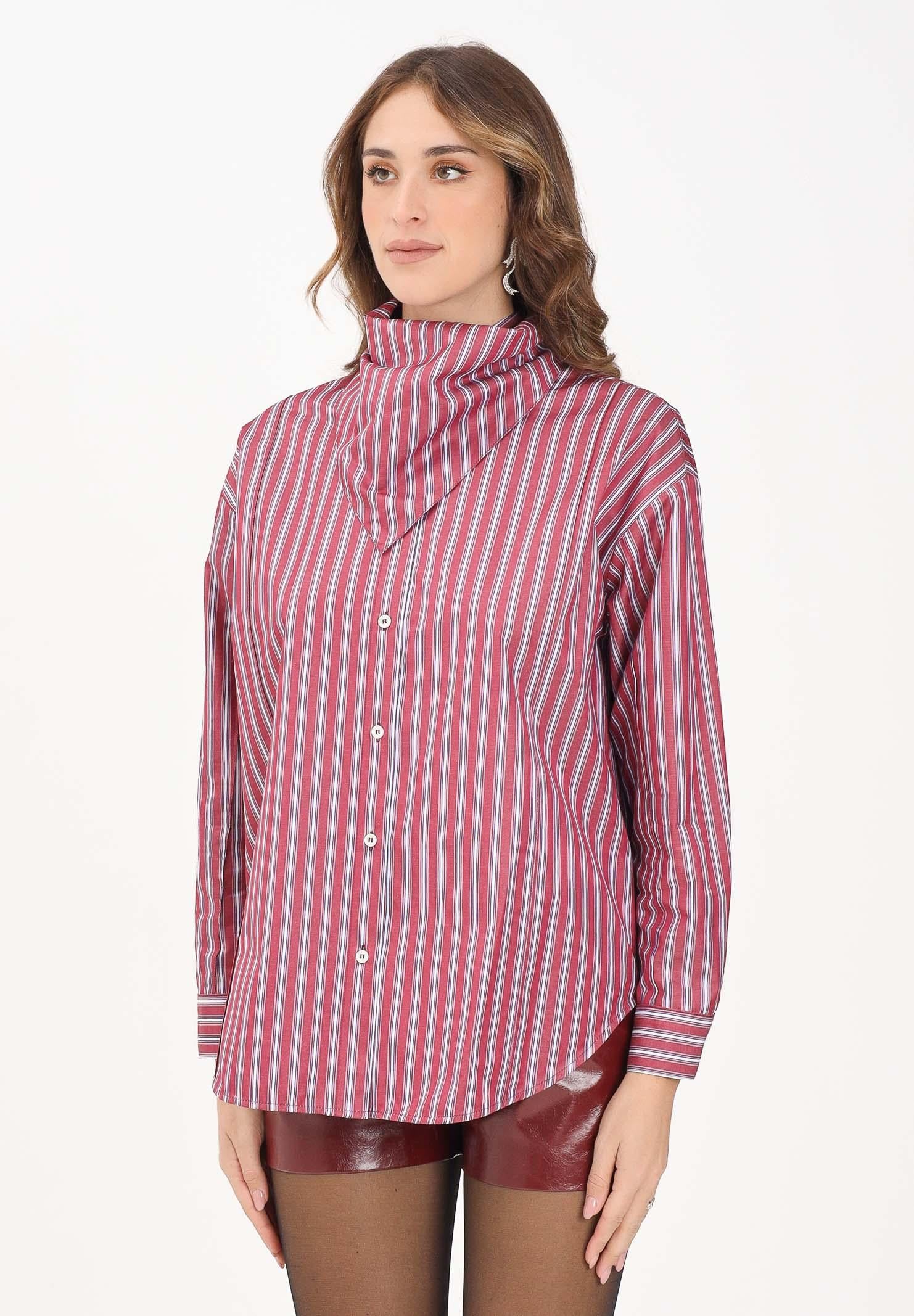 SIMONA CORSELLINI Camicia a manica lunga bordeaux da donna con motivo a righe A25CPCA01201-C00172 V0741 SIMONA CORSELLINI 