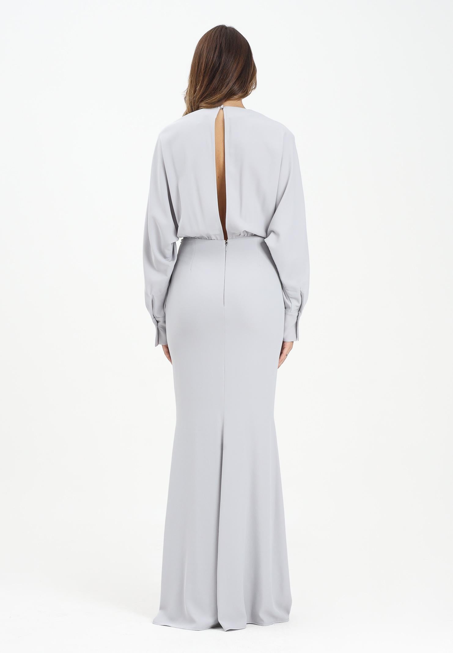 ALMA SANCHEZ Abito lungo Acme in elegante tessuto grigio perla da donna AS2526020TF 902 ALMA SANCHEZ 