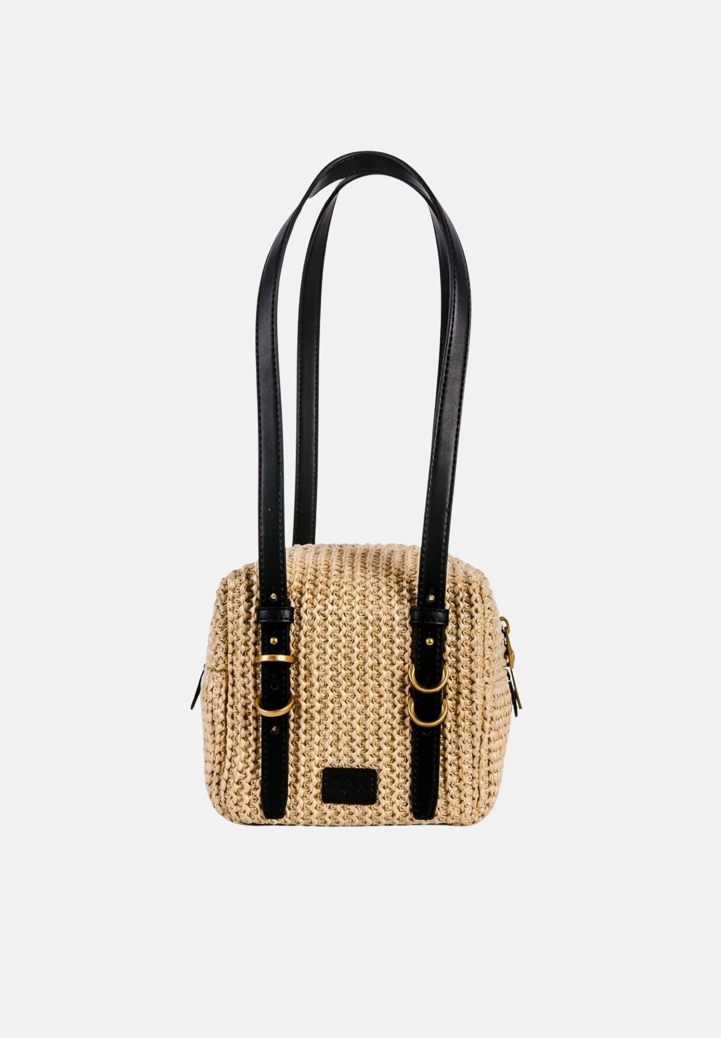 PINKO Borsa a spalla CUBIC in rafia beige da donna 106465A391 C24Q PINKO 