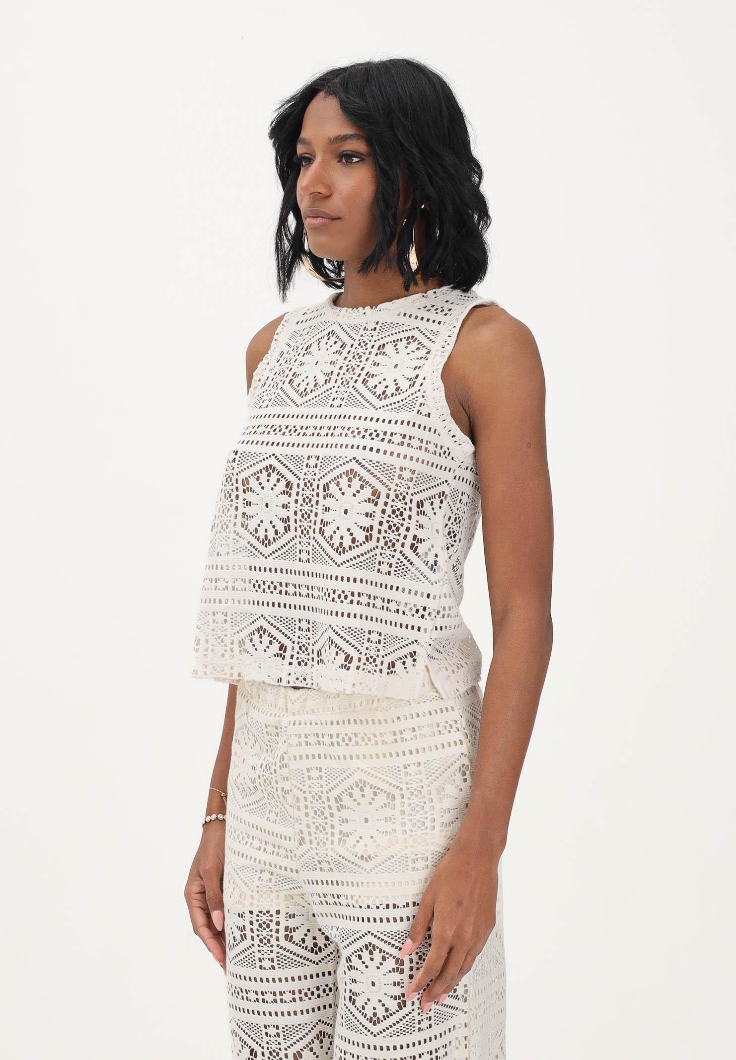 ONLY Top panna da donna realizzato in pizzo lavorato 15372105 BI ONLY 